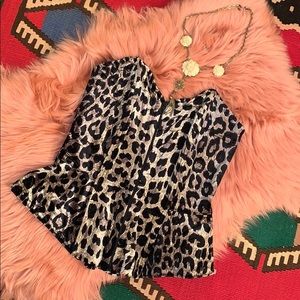 Leopard print La Perla zip up corset sexy trendy